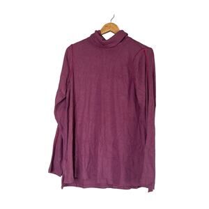 A625857 DENIM & CO Canyon Retreat Step Hem Long Sleeve Top Antique Rose M